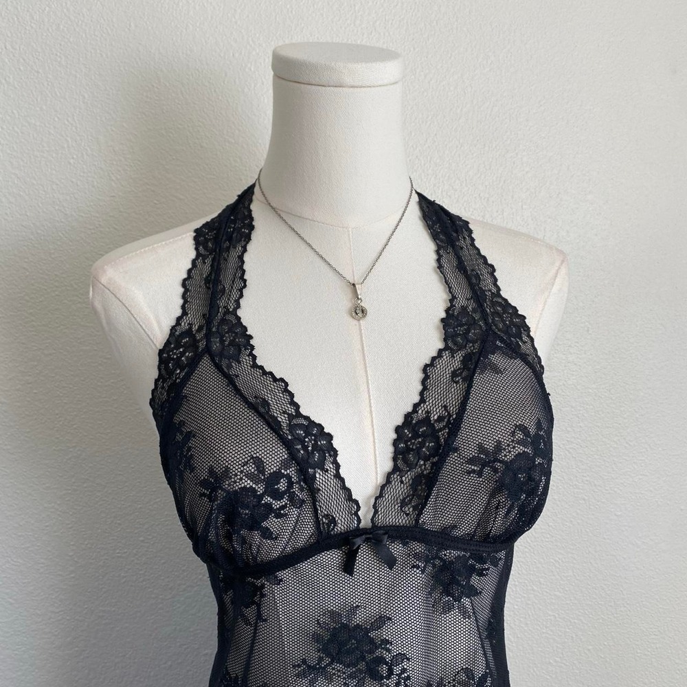 Victorias Secret 2012 Halter Neck Lace Chemise Slip Sheer Floral Bodice